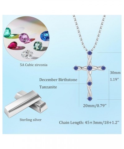 Cross Necklace for Women 925 Sterling Silver Christian Religious Cross Pendant Necklace Cubic Zirconia Birthstone Cross Neckl...