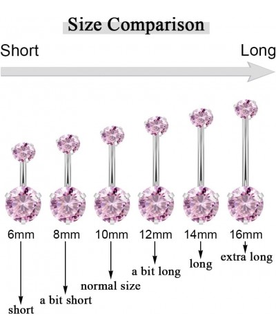 14G Surgical Steel Belly Button Rings for Women Girls Cubic Zirconia Navel Rings Belly Curved Barbell Belly Piercing Jewelry ...