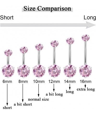 14G Surgical Steel Belly Button Rings for Women Girls Cubic Zirconia Navel Rings Belly Curved Barbell Belly Piercing Jewelry ...