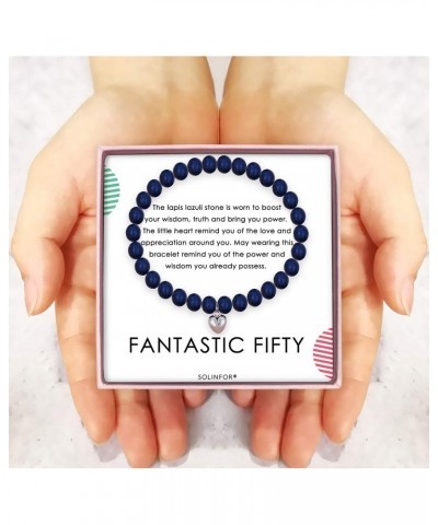 50th Birthday Gifts for Women - Lapis Lazuli Beads Bracelet - 50 Years Old Jewelry Gift Idea for Her $12.92 Bracelets