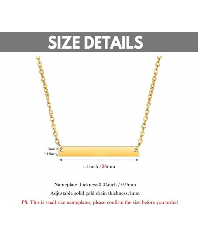 10k 14k 18k Solid Yellow Gold Personalized Horizontal Curve Bar Necklace – Engravable Letters Nameplate Pendant with/without ...