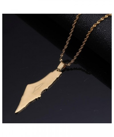 Stainless Steel Israel Palestine Map Pendant Necklace Country Geography Chain for Women Jewelry E $8.20 Necklaces