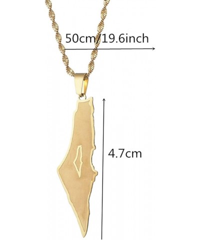 Stainless Steel Israel Palestine Map Pendant Necklace Country Geography Chain for Women Jewelry E $8.20 Necklaces