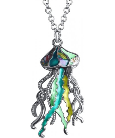 Enamel Alloy Ocean Animals Necklace Sea Life Fish Pendant Ocean Jewelry Charms Gifts for Women Girls Decor Green $9.35 Necklaces