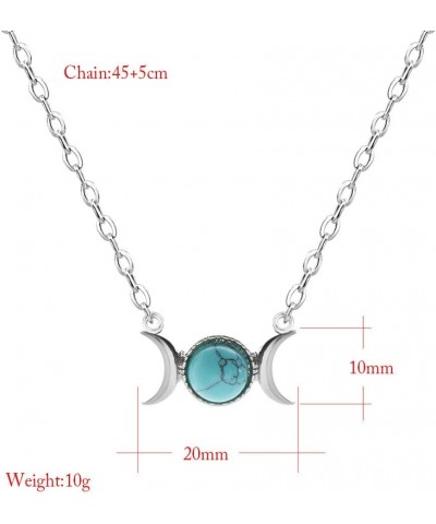 Triple Goddess Moon Symbol Pendant Necklace Opal Healing Crystal Natural Stone Sailor Moon Pendant for Women green $4.58 Neck...