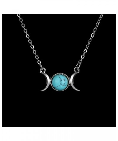 Triple Goddess Moon Symbol Pendant Necklace Opal Healing Crystal Natural Stone Sailor Moon Pendant for Women green $4.58 Neck...