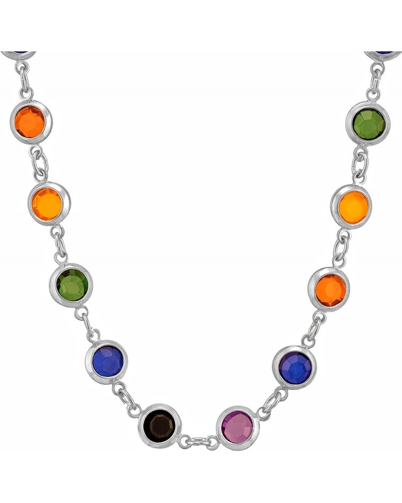 Colorful Swarovski Bead Chain Necklace for Women 24K Real Gold Plated 30 inches White Gold $31.35 Necklaces