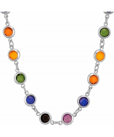 Colorful Swarovski Bead Chain Necklace for Women 24K Real Gold Plated 30 inches White Gold $31.35 Necklaces