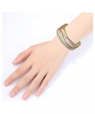 Yellow Gold Over Brass Natural Round White Diamond Accent Cuff Bangle, 7 $44.76 Rings