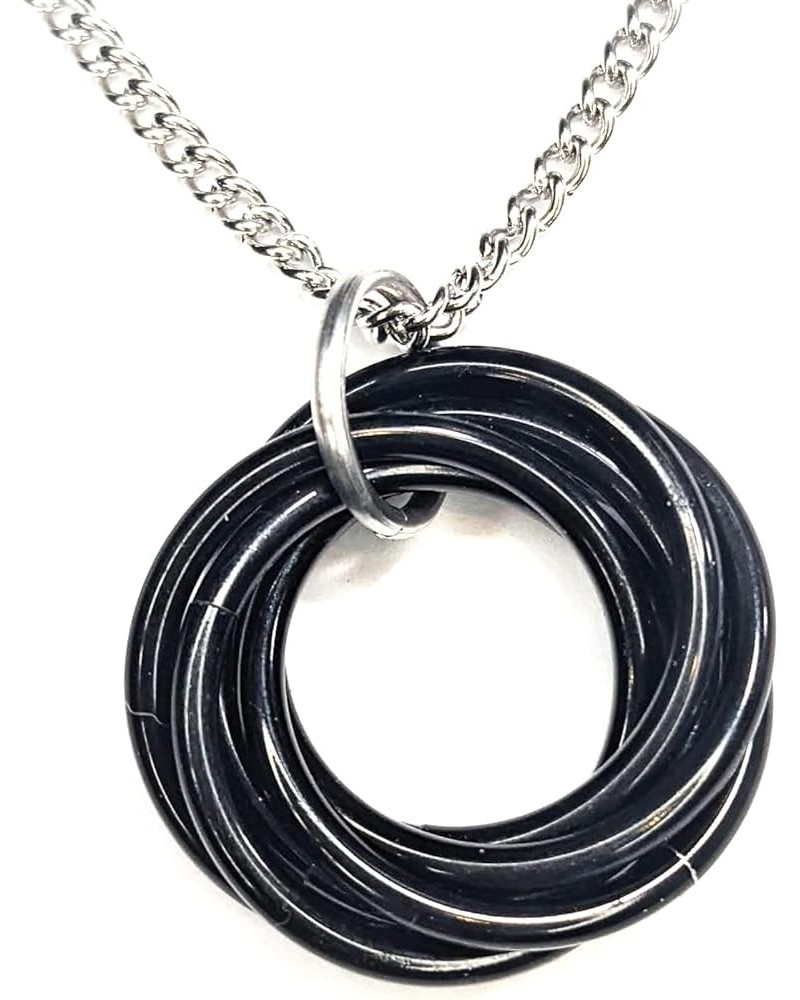 Necklace, Pendant: Forever Infinity Spiral - Quiet Discreet Fidget Anxiety Stim Stress Relief 18in Stainless Steel Chain Onyx...