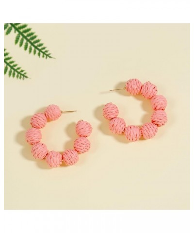 Statement Boho Raffia Hoop Earrings for Women Summer Beach Colorful Rattan Braid Straw Dangle Drop Earrings Fashion Jewelry G...