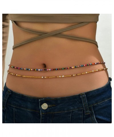 8PCS 23-50Inch Waist Beads for Women, African Waist Beads Plus Size Layered Belly Body Chain Bikini Waist Jewelry for Women G...