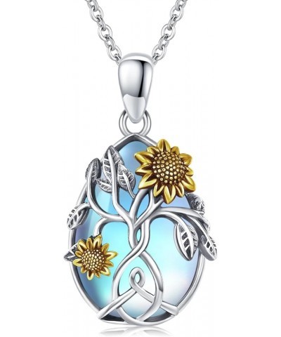 Sunflower Necklace 925 Sterling Silver Tree of Life Necklace Daisy/Rose/Sunflower Pendant Necklace Sunflower Jewelry Gifts fo...