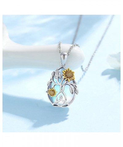 Sunflower Necklace 925 Sterling Silver Tree of Life Necklace Daisy/Rose/Sunflower Pendant Necklace Sunflower Jewelry Gifts fo...