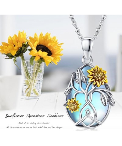 Sunflower Necklace 925 Sterling Silver Tree of Life Necklace Daisy/Rose/Sunflower Pendant Necklace Sunflower Jewelry Gifts fo...