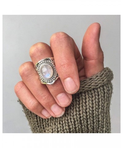 Vintage Silver Ring 925 Silver Plated Natural Moonstone Women Jewelry Elegant Gemstone Wedding Ring US Code 8 $11.79 Bracelets