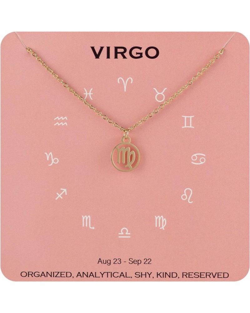 Zodiac Necklace Constellation Horoscope Jewelry Birthday Christmas Gifts for Women Girls Virgo stainless-steel (gold tone) $7...