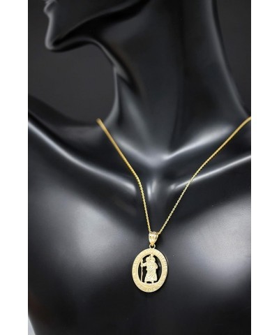 10k Gold Saint Christopher Pray for Us Oval Charm Pendant Necklace 20.0 Inches Yellow Gold $56.99 Pendants