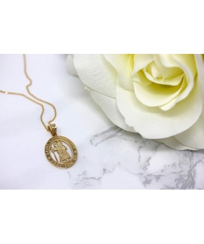 10k Gold Saint Christopher Pray for Us Oval Charm Pendant Necklace 20.0 Inches Yellow Gold $56.99 Pendants