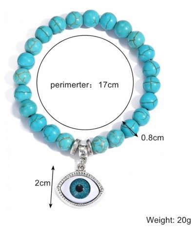 3 pcs Turquoise Bracelet Ocean Design Seashell Cross Pendant Healing Crystal Stone Stretch Round Bead Bracelets for Women Men...