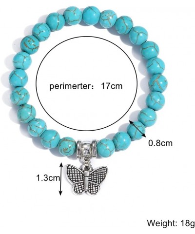 3 pcs Turquoise Bracelet Ocean Design Seashell Cross Pendant Healing Crystal Stone Stretch Round Bead Bracelets for Women Men...