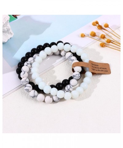 3PCS Healing Crystal Stone Bracelets for Women Men Semi-Precious Gemstone Bracelets 8mm Round Beads Stretch Beaded Bracelet J...