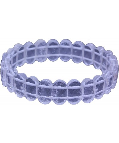 Semi Precious Stones 14mm Faceted Oval Beads Crystal Rock Elastic Bangle 7.5 Inch White Crystal $10.79 Bracelets