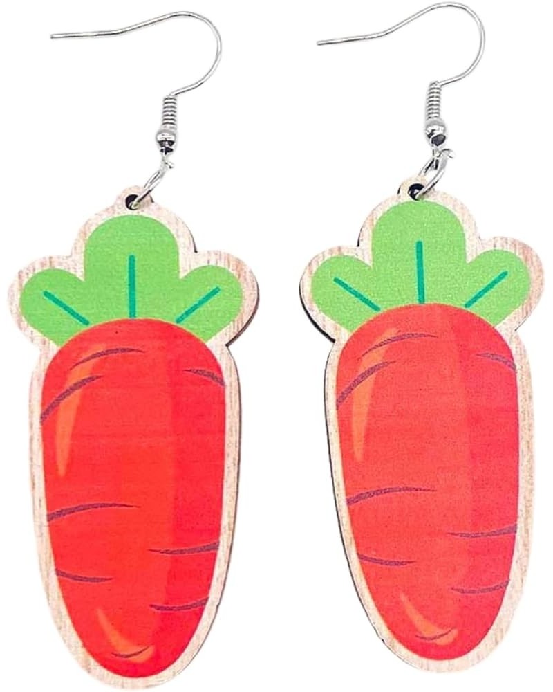 Colorful Cute Easter Carrot Rabbit Egg Chick Wooden Dangle Earrings for Women Girls Jewelry A $5.03 Earrings