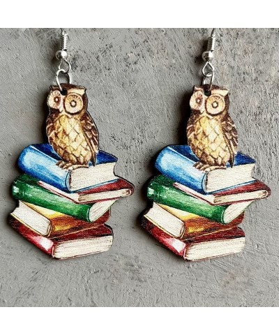 Cute Librarian Stacks of Books Dangle Earrings Clay Resin Colorful Pencil Wooden Books Color Palette Brush Unique Drop Dangle...