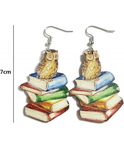 Cute Librarian Stacks of Books Dangle Earrings Clay Resin Colorful Pencil Wooden Books Color Palette Brush Unique Drop Dangle...