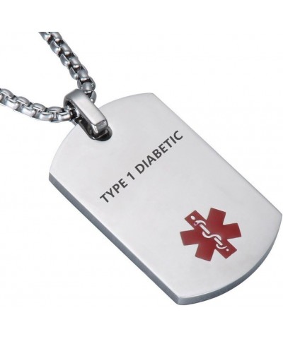 LF Stainless Steel DNR Medical Alert Dog Tag ID Pendant Caduceus Necklace Set Adjustable Silicone Rubber Chain Medical ID Hea...