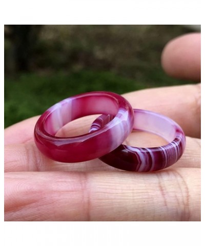 Natural Agate Jade Rings Eternity Stackable Chinese Jade Band Ring for Women for Teen Birthstone Striped purple $14.99 Rings