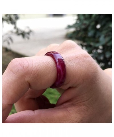 Natural Agate Jade Rings Eternity Stackable Chinese Jade Band Ring for Women for Teen Birthstone Striped purple $14.99 Rings