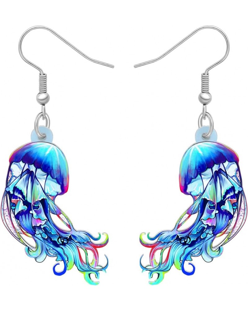 Fun Jellyfish Earrings for Women Girls Gifts Acrylic Hypoallergenic Hook Dangle Jewelry Ocean Charms Decor Sky Blue $6.50 Ear...