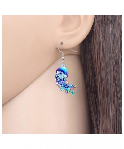 Fun Jellyfish Earrings for Women Girls Gifts Acrylic Hypoallergenic Hook Dangle Jewelry Ocean Charms Decor Sky Blue $6.50 Ear...