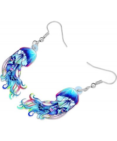 Fun Jellyfish Earrings for Women Girls Gifts Acrylic Hypoallergenic Hook Dangle Jewelry Ocean Charms Decor Sky Blue $6.50 Ear...