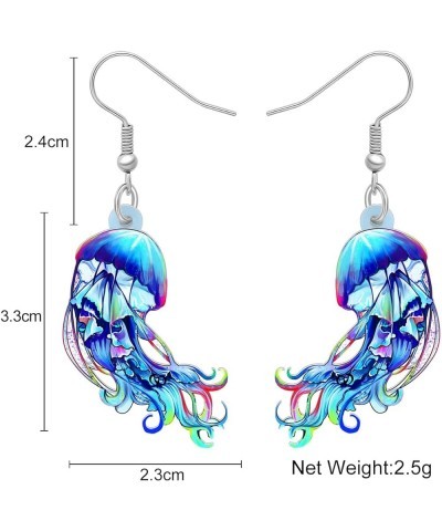 Fun Jellyfish Earrings for Women Girls Gifts Acrylic Hypoallergenic Hook Dangle Jewelry Ocean Charms Decor Sky Blue $6.50 Ear...