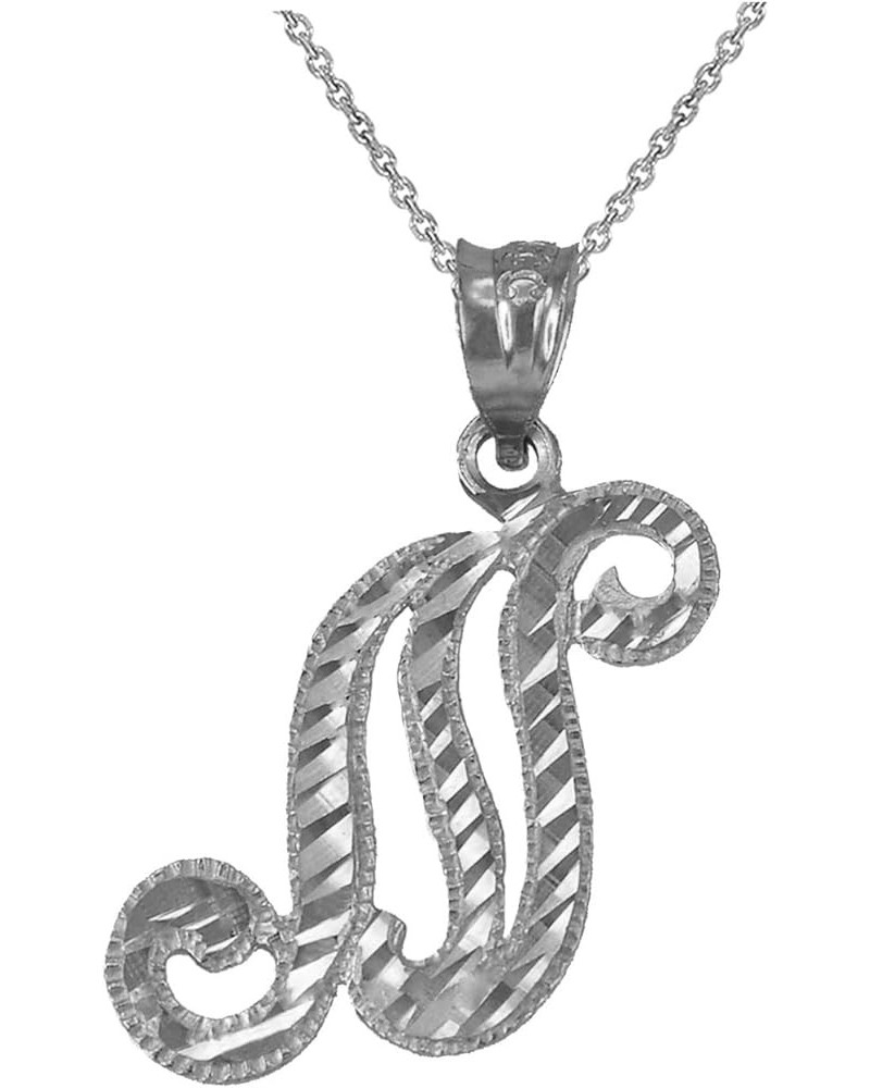 Sterling Silver Sparkle-Cut Letter Initial Script Necklace 18.0 Inches Letter N $20.67 Necklaces