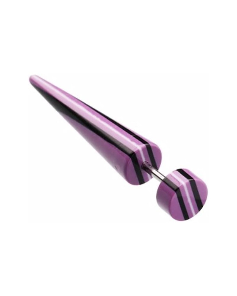 Multi Stripe Acrylic WildKlass Fake Tapers (Sold as Pair) 18 GA, 6mm, 6mm ball size, Purple/Black $8.47 Body Jewelry