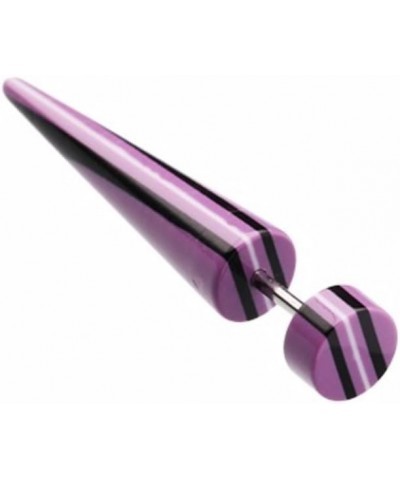 Multi Stripe Acrylic WildKlass Fake Tapers (Sold as Pair) 18 GA, 6mm, 6mm ball size, Purple/Black $8.47 Body Jewelry