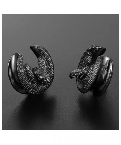 2PCS Saddle Ear Guages Hypoallergenic 316 Stainless Steel Cool Snake Ear Plugs Tunnels 0G-1"(8mm-25mm) Body Piercing Jewelry ...