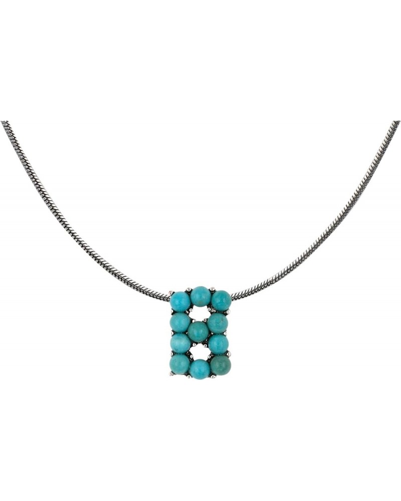 Turquoise Round Bead Initial Dainty Western Style Pendant Necklace 18 Inch B Turquoise $9.00 Necklaces