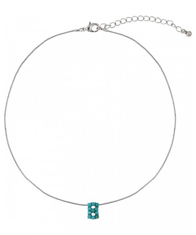 Turquoise Round Bead Initial Dainty Western Style Pendant Necklace 18 Inch B Turquoise $9.00 Necklaces