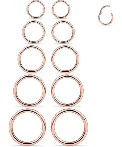 3-10PCS 16G Stainless Steel Hinged Clicker Segment Septum Nose Lip Ring Hoop Cartilage Tragus Sleeper Earrings Body Piercing ...