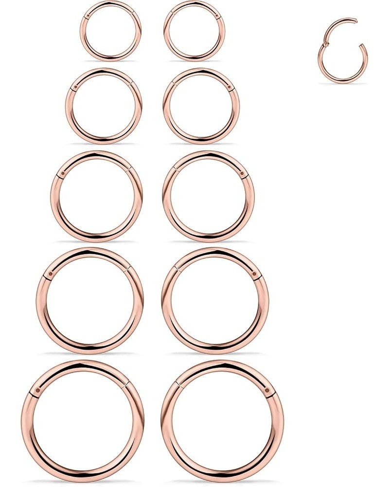 3-10PCS 16G Stainless Steel Hinged Clicker Segment Septum Nose Lip Ring Hoop Cartilage Tragus Sleeper Earrings Body Piercing ...