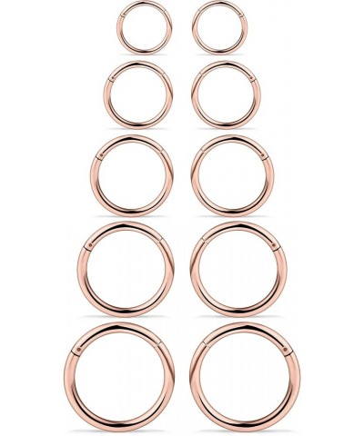 3-10PCS 16G Stainless Steel Hinged Clicker Segment Septum Nose Lip Ring Hoop Cartilage Tragus Sleeper Earrings Body Piercing ...