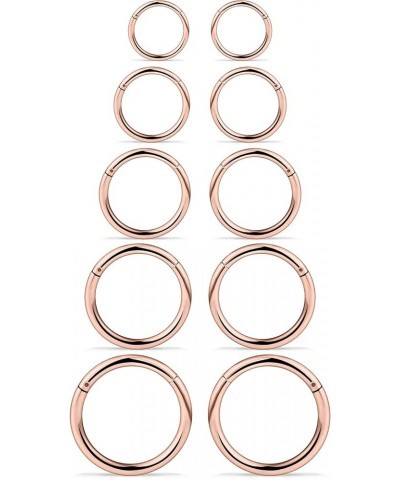 3-10PCS 16G Stainless Steel Hinged Clicker Segment Septum Nose Lip Ring Hoop Cartilage Tragus Sleeper Earrings Body Piercing ...