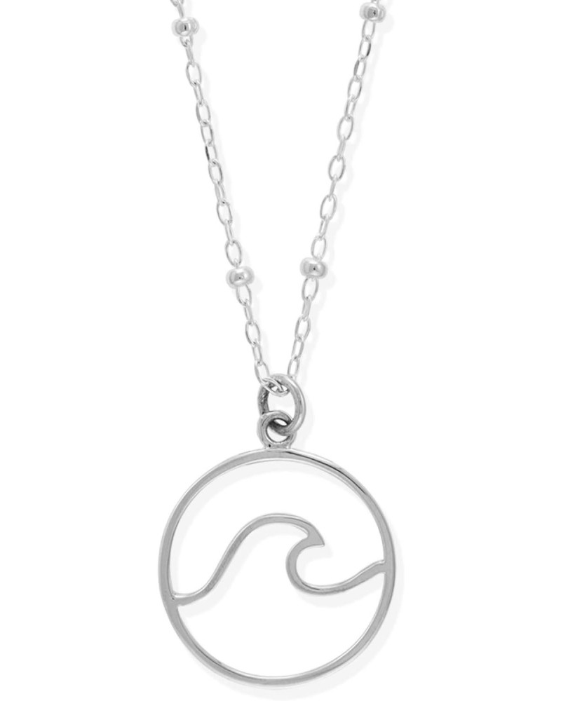 Jewelry Sterling Silver Wave Water Element Circle Round Pendant Necklace, 18 Inches $23.00 Necklaces