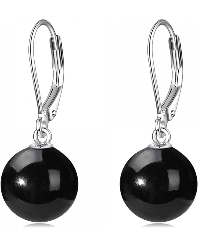 925 Sterling Silver Pearl Leverback Earrings Dangle Drop Jewelry Gifts for Women and Girls Black Onyx $18.87 Earrings