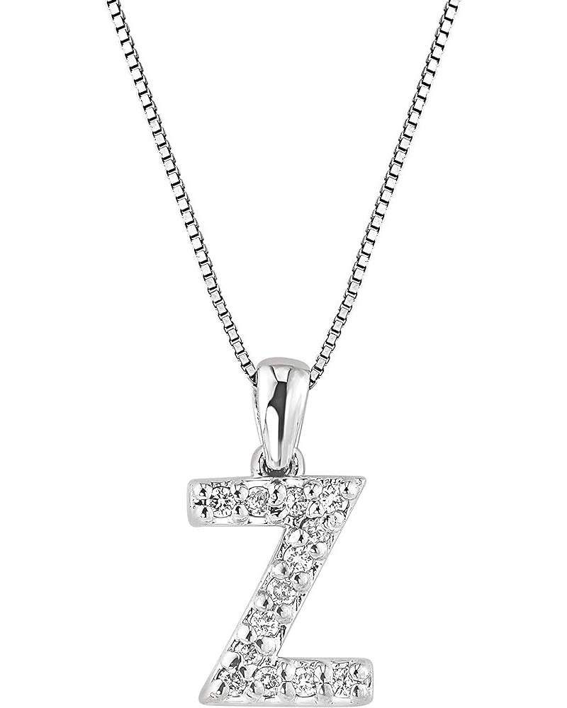 14k White Gold A to Z Diamond Initial Pendant Necklace (1/10cttw) with 18-inch chain Z $102.96 Necklaces